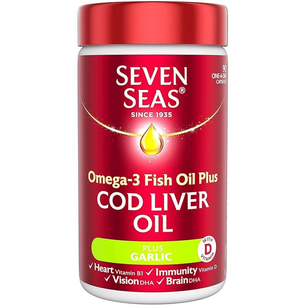Seven Seas Cod Liver Oil Plus Garlic – Omega-3 Power Blend