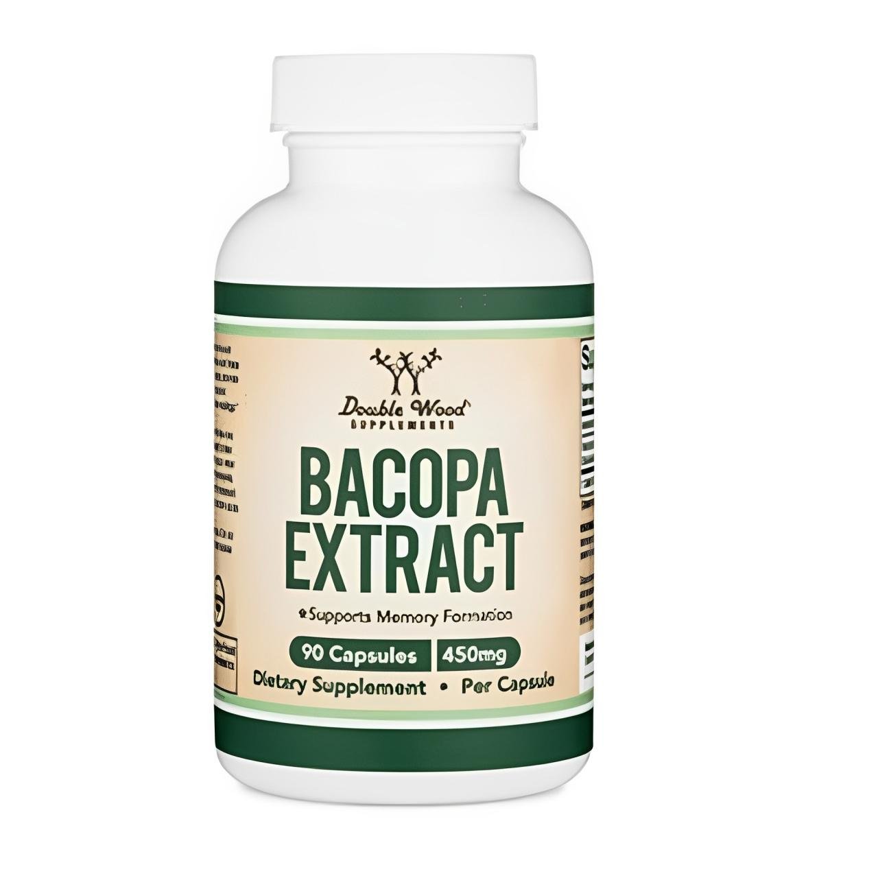 Double Wood Bacopa Extract | Memory & Cognitive Support | 450mg per Capsule | Dietary Supplement