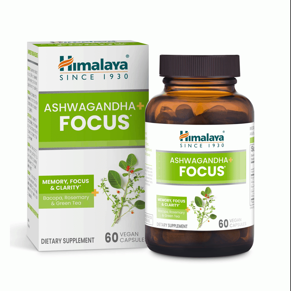 Himalaya Ashwagandha+ Focus | Memory Clarity & Concentration | 60 Vegan Capsules | Herbal Dietary Supplement
