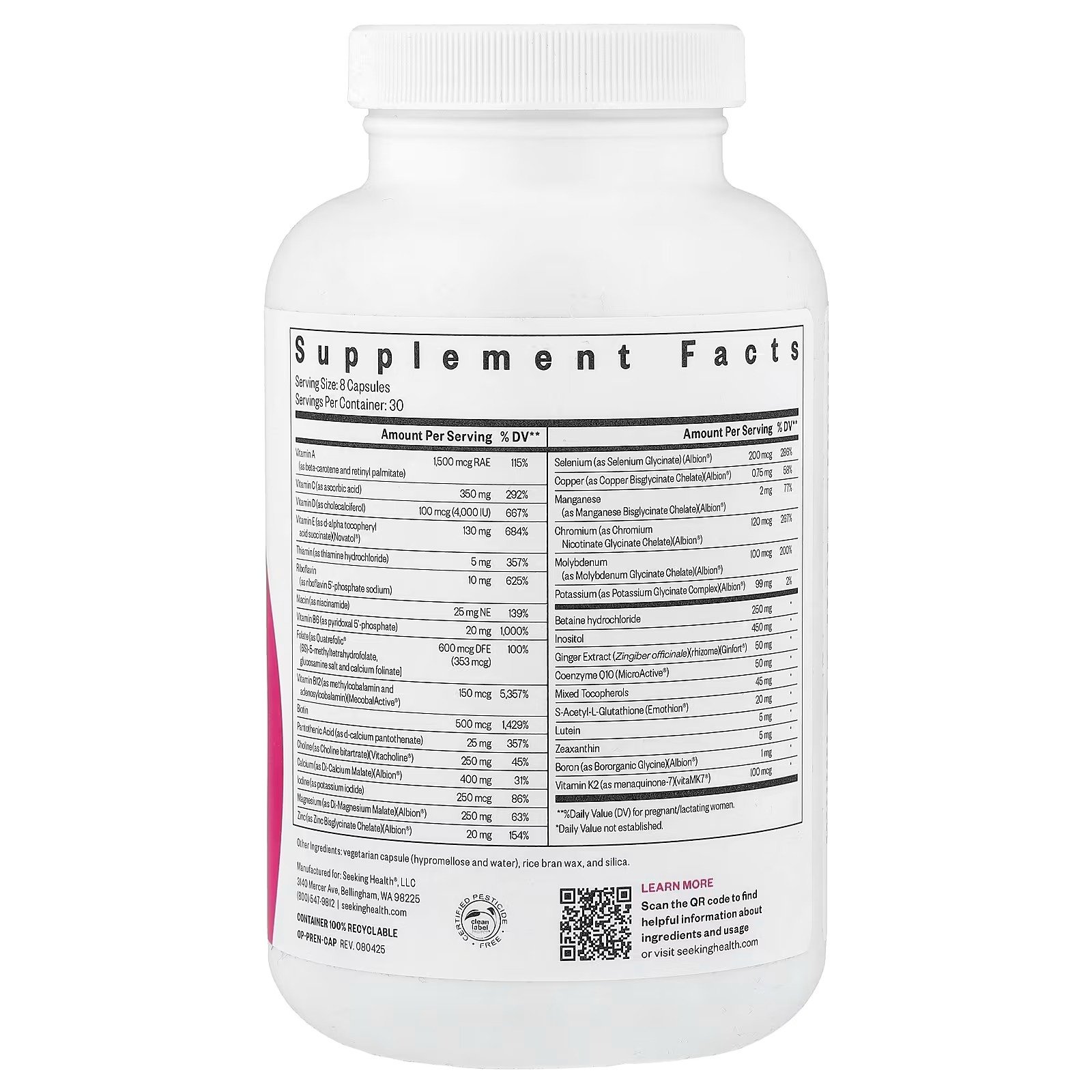 Seeking Health Optimal Prenatal 240 Capsules Pakistan thumbnail 3