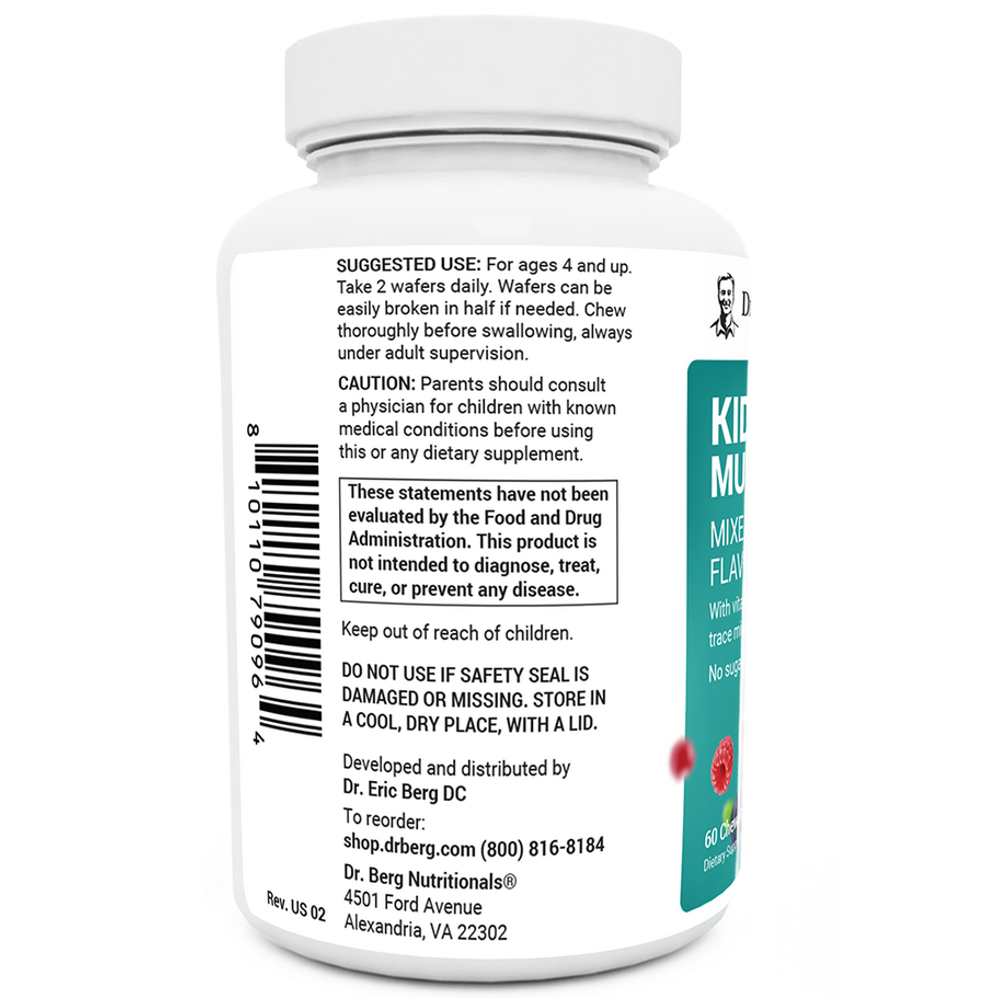 Dr Berg Kids Multivitamin No Sugar Added – Mixed Berry Chewable Vitamin – 60 Wafers thumbnail 2
