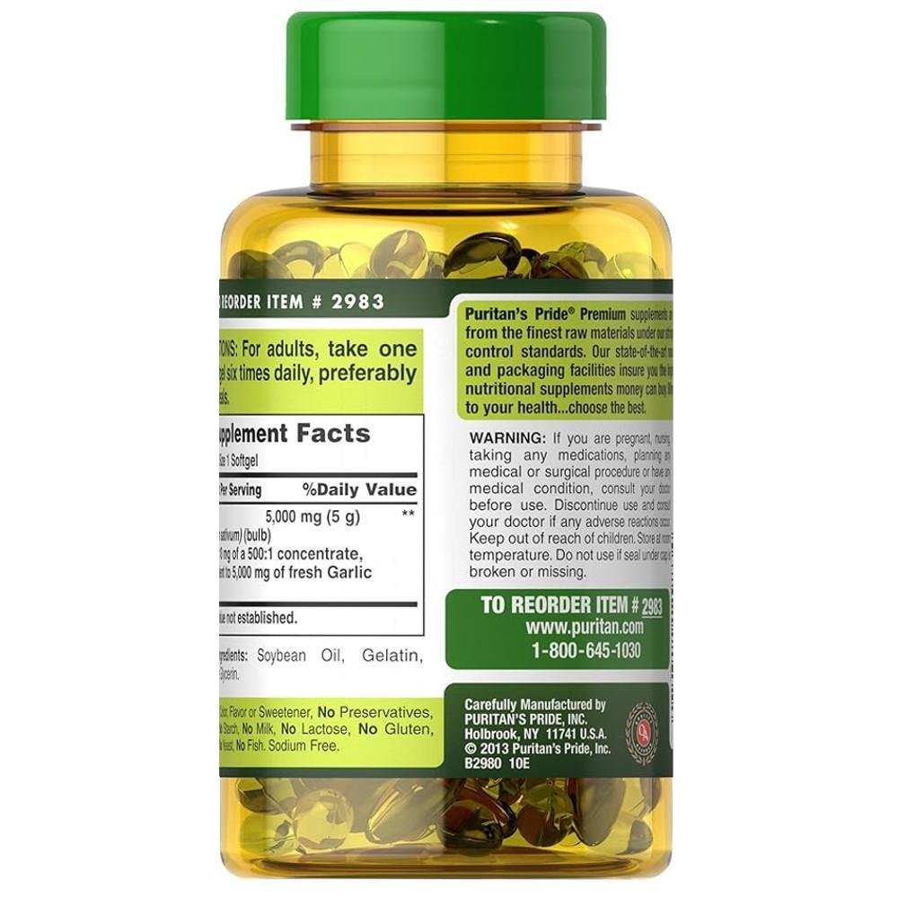 Puritan's Pride Garlic Oil 5000mg thumbnail 2