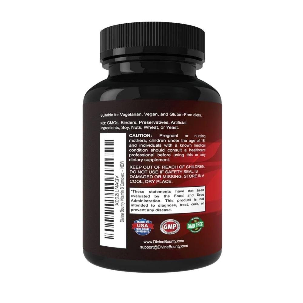 Divine Bounty Vitamin B Complex - High Potency Formula, 90 Veggie Capsules thumbnail 3