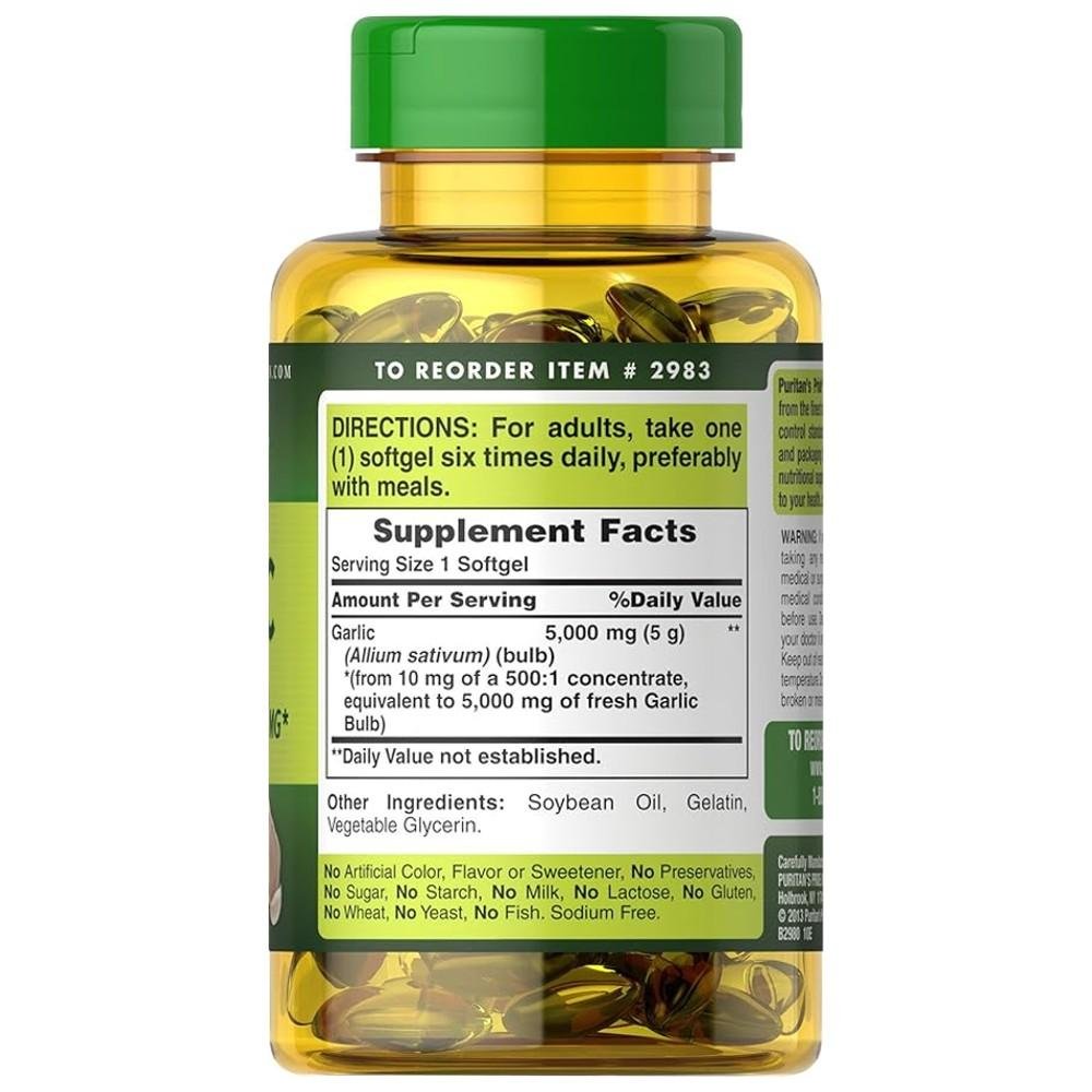 Puritan's Pride Garlic Oil 5000mg thumbnail 3
