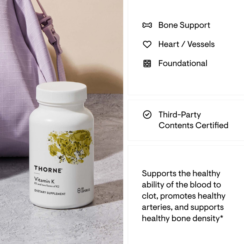 Thorne Vitamin K Supports Cardiovascular Health - 60 Capsules thumbnail 3