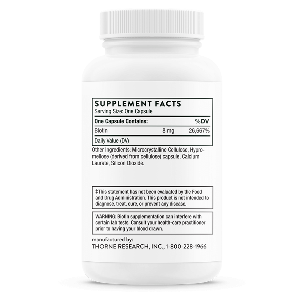 Thorne Biotin 8000 Mcg Supports Nail, Hair and Skin - 60 Capsules thumbnail 2