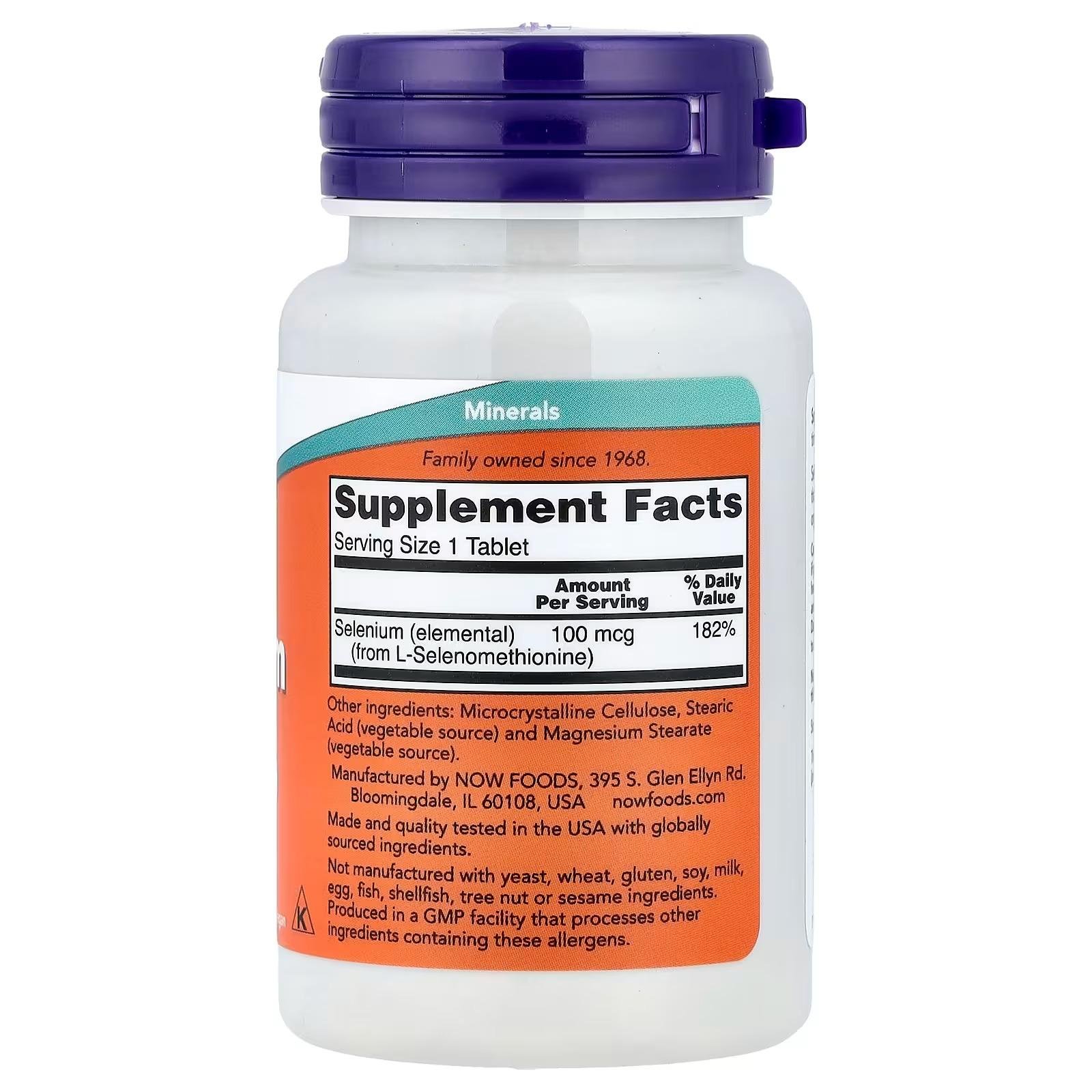 NOW Foods Selenium Essential Mineral Yeast-Free 100 mcg 100 Tablets thumbnail 2