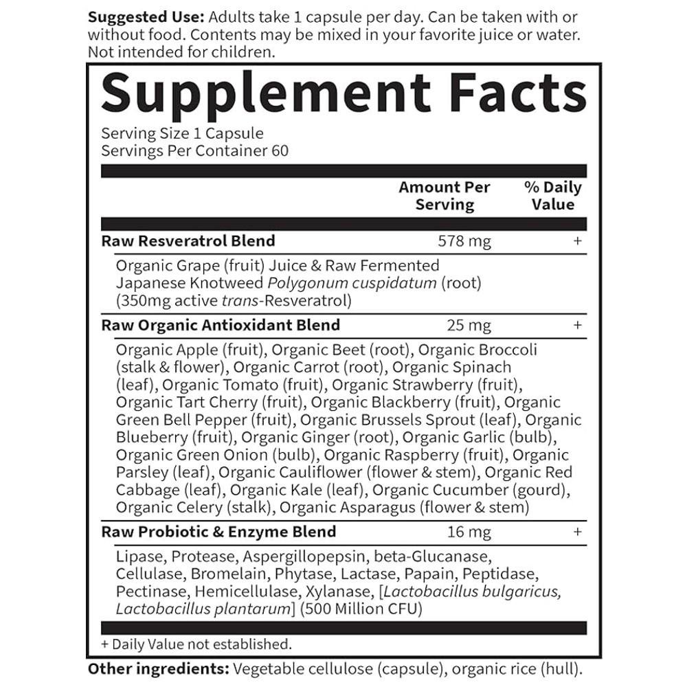 Garden of Life Raw Resveratrol 350mg – Heart Health & Anti-Aging thumbnail 2