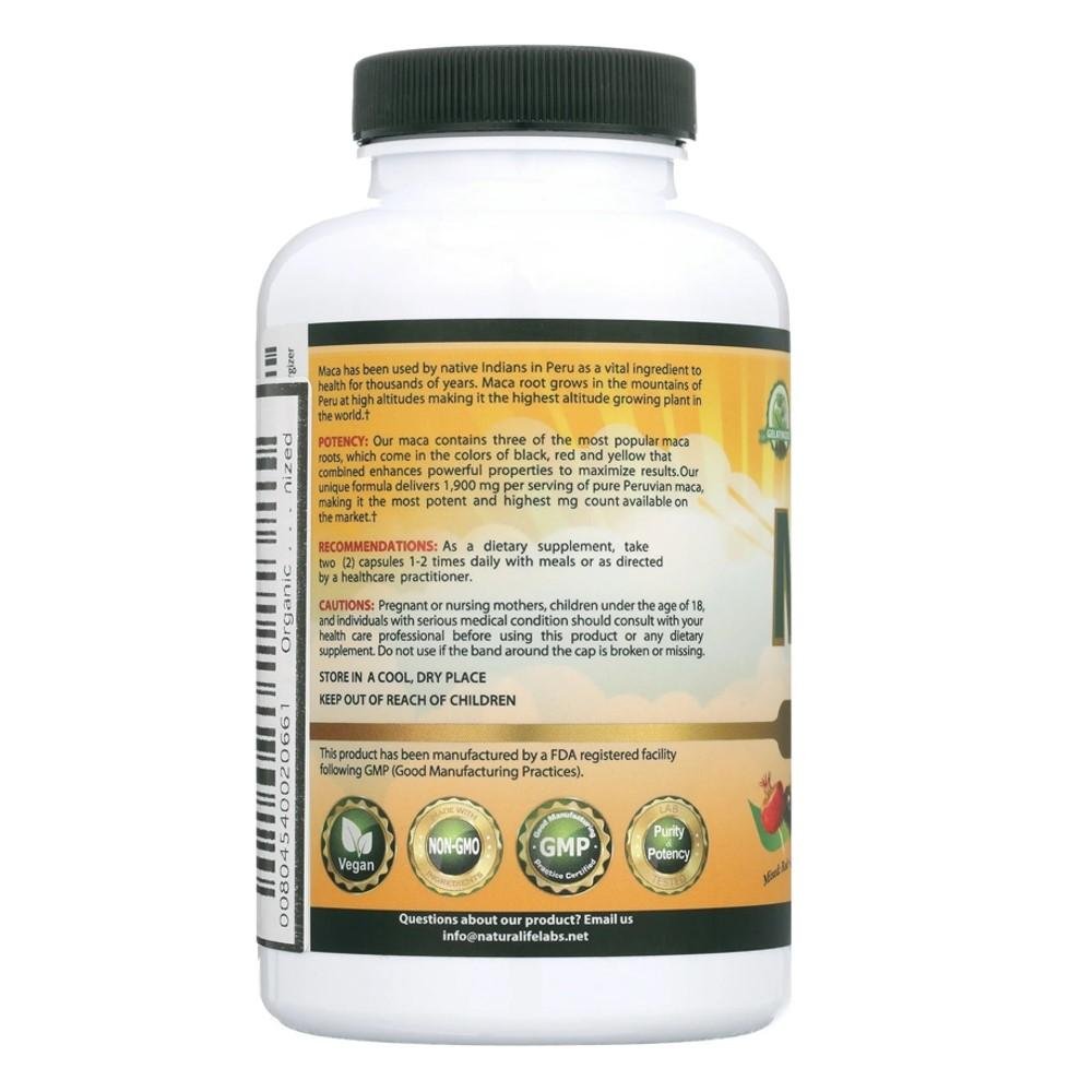 NaturaLife Labs Maca 1900mg - Natural Energizer & Hormonal Support, 150 Veggie Capsules thumbnail 2