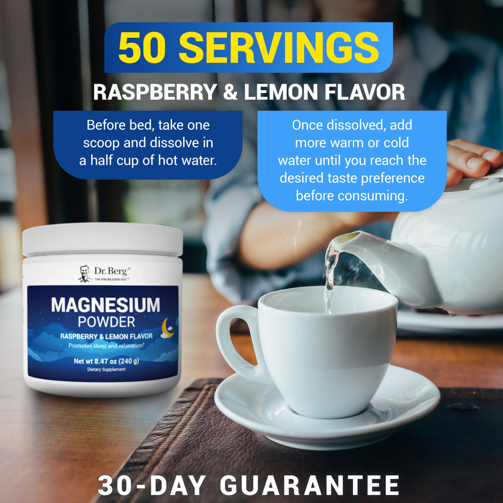 Dr Berg Magnesium Powder Drink Raspberry Lemon Flavor | Promotes Sleep – 50 Servings thumbnail 5