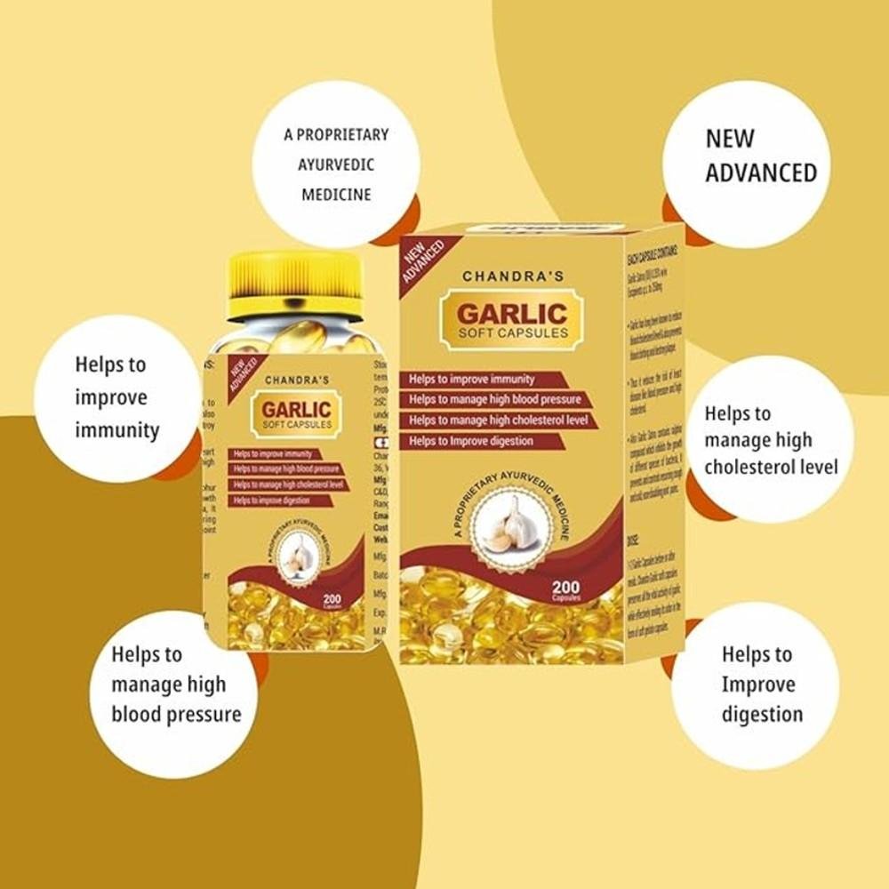 Chandra's Garlic Soft Capsules – Ayurvedic Herbal Support thumbnail 2