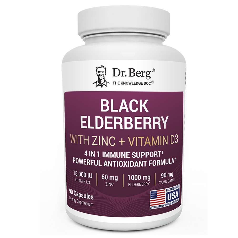 Dr Berg Black Elderberry with Vitamin D3 & Zinc | Immune Support – 90 Capsules thumbnail 2