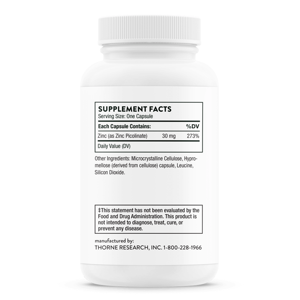 Thorne Zinc Picolinate 30 Mg - 60 Capsules thumbnail 3
