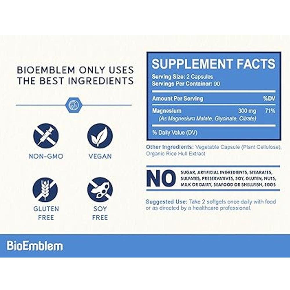 BioEmblem Triple Complex Magnesium - Malate + Glycinate + Citrate thumbnail 2