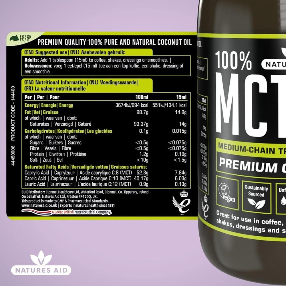 Natures Aid 100% MCT Oil – Premium Coconut-Derived thumbnail 2
