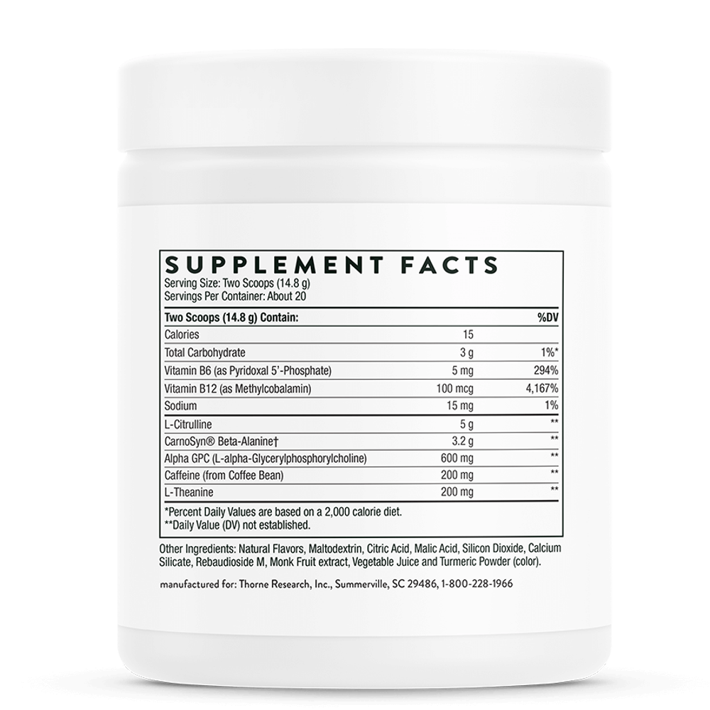 Thorne Advanced Pre-Workout Rainbow Sherbet Flavor - 40 Scoops thumbnail 2