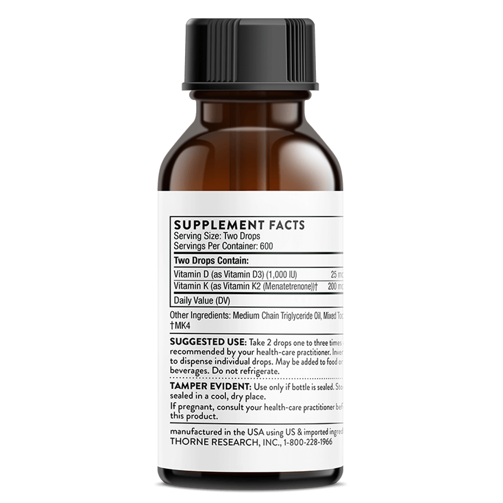 Thorne Vitamin D + K2 Liquid | Health Support - 30 Ml thumbnail 2