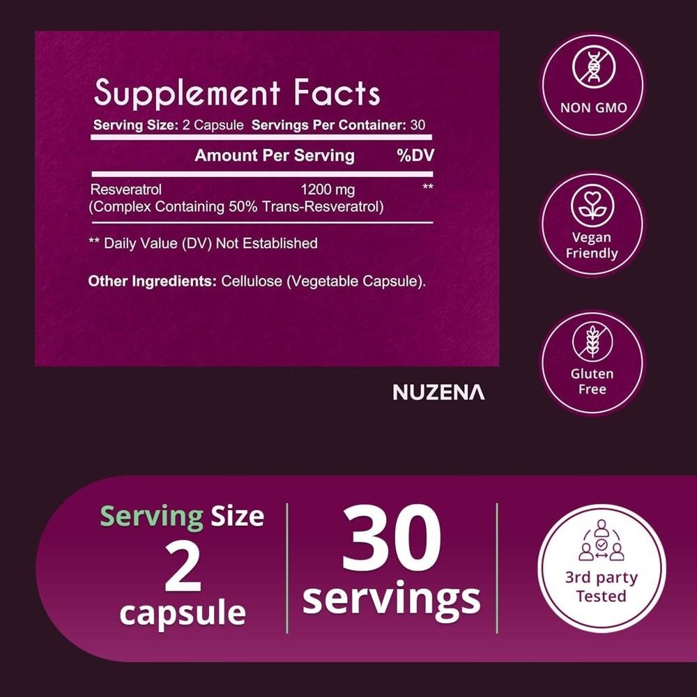 Nuzena Resveratrol Rapid + - Antioxidant Capsules, Immune Boost thumbnail 2