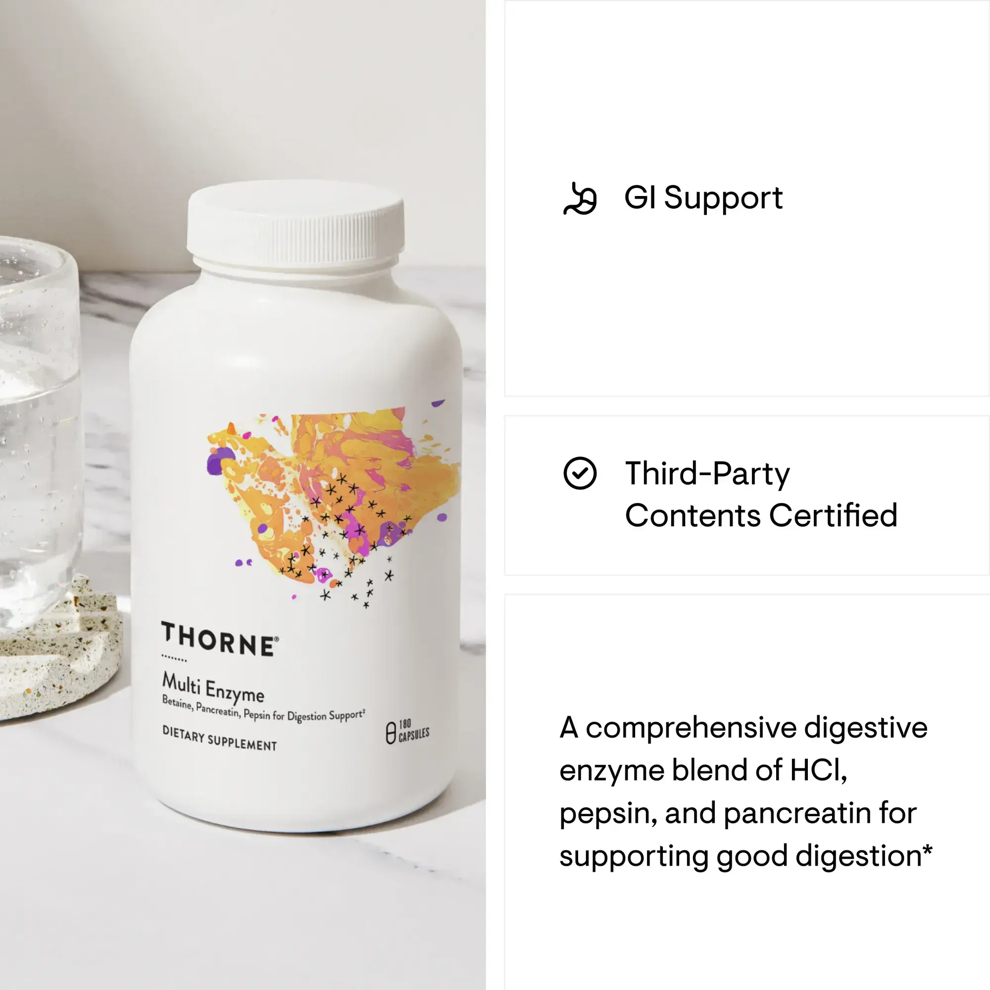 Thorne Multi Enzyme for Digestion Support - 180 Capsules thumbnail 4