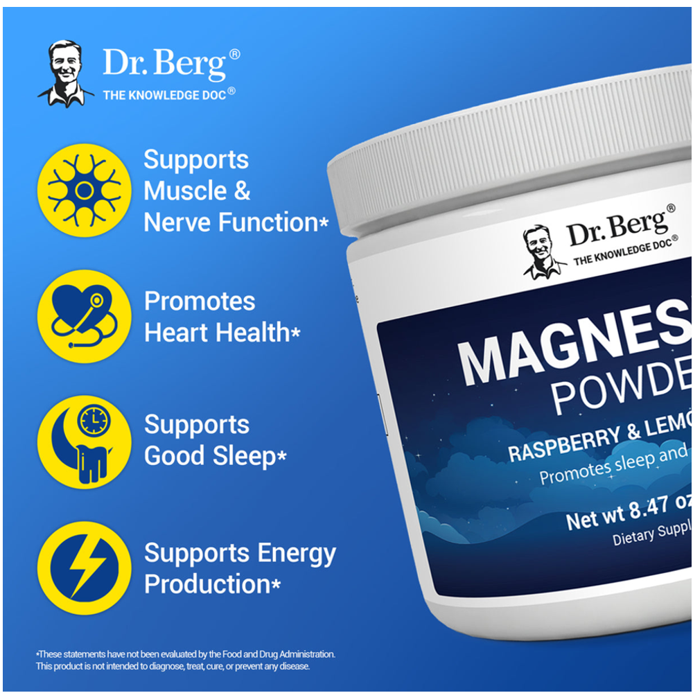 Dr Berg Magnesium Powder Drink Raspberry Lemon Flavor | Promotes Sleep – 50 Servings thumbnail 2