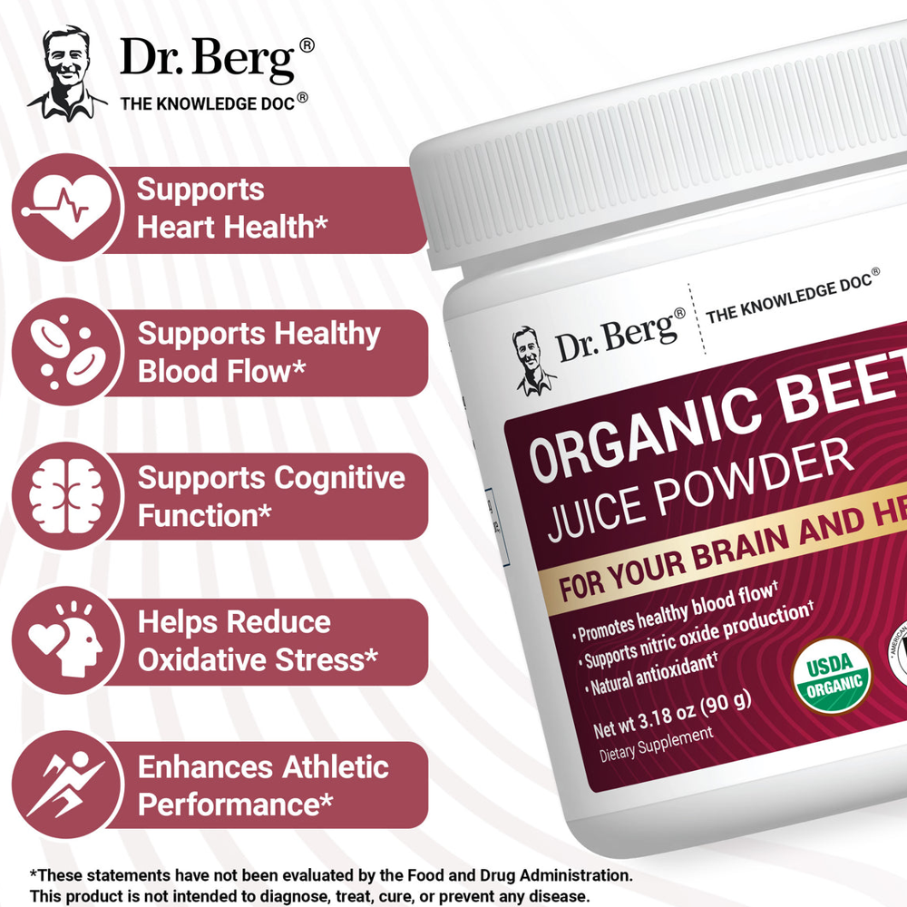 Dr Berg Organic Beetroot Juice Powder | Support Heart Health - 90g thumbnail 4