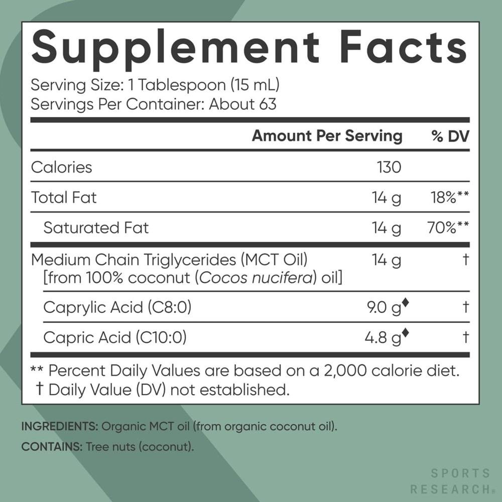 Sports Research Organic MCT Oil – Vegan, Keto-Friendly, Derived from Coconuts thumbnail 3