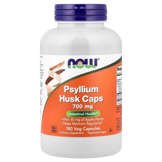 NOW Foods Psyllium Husk Caps Intestinal Health With 50 mg of Apple Pectin 180 Veg Capsules