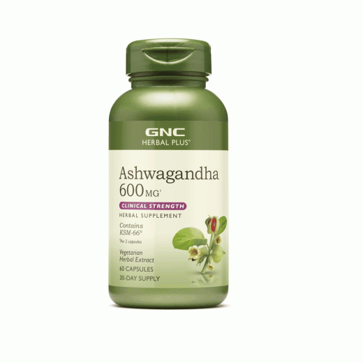 Gnc Herbal Plus Ashwagandha 600 Mg Clinical Strength with Ksm-66 Stress & Vitality Support 60 Capsules