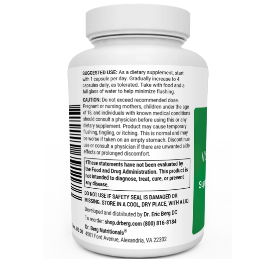 Dr Berg Niacin Flushing Form - Vitamin B3 500 Mg per Serving - 100 Capsules