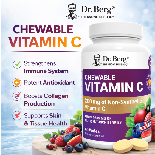 Dr Berg Chewable Vitamin C Complex Made with Organic Berries | 60 Wafers