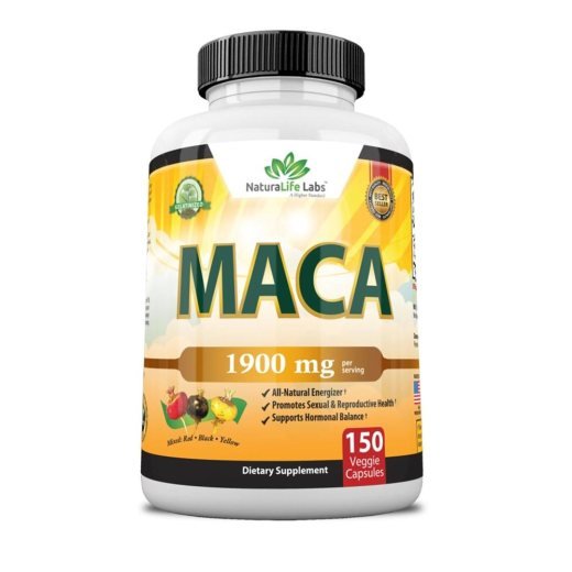 NaturaLife Labs Maca 1900mg - Natural Energizer & Hormonal Support, 150 Veggie Capsules