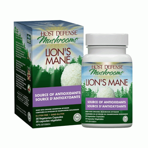 Host Defense Lion’s Mane Organic Mushroom Mycelium Antioxidant & Brain Support 30 Vegetarian Capsules