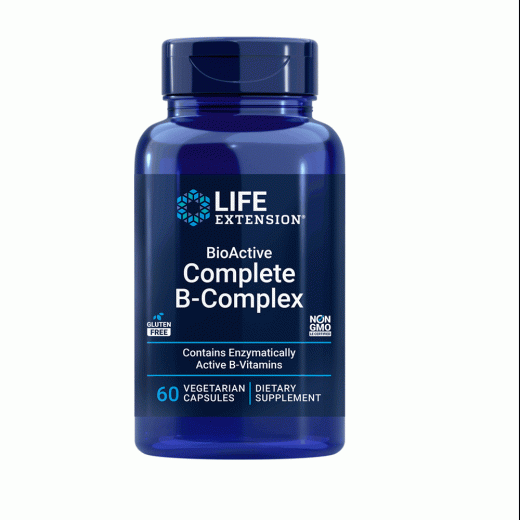 Life Extension BioActive Complete B-Complex – Enzymatically Active B-Vitamins | 60 Vegetarian Capsules