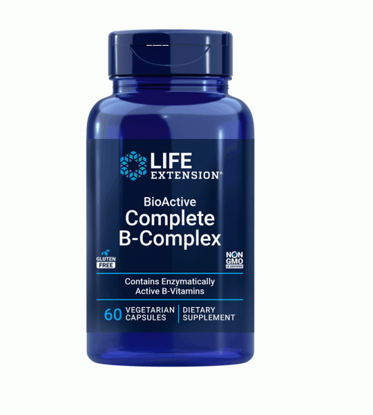 Life Extension BioActive Complete B-Complex – Enzymatically Active B-Vitamins | 60 Vegetarian Capsules