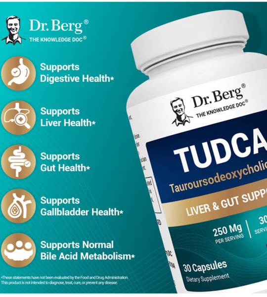 Dr Berg Tudca – 250 Mg of Tauroursodeoxycholic Acid | Liver Gut Support – 30 Capsules
