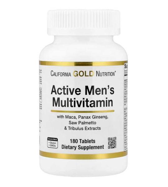 California Gold Nutrition, Active Men's Multivitamin with Panax Ginseng Extract Maca Saw Palmetto and Tribulus 180 Tablets