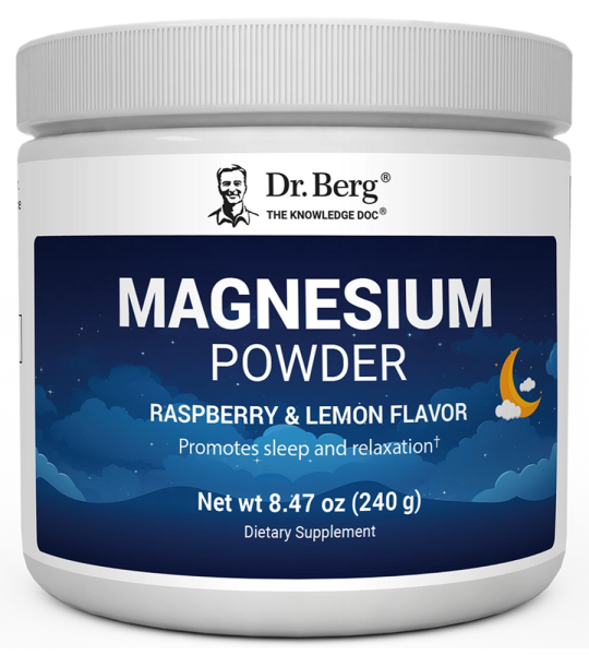 Dr Berg Magnesium Powder Drink Raspberry Lemon Flavor | Promotes Sleep – 50 Servings