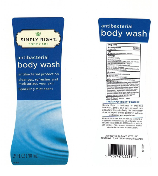 Simply Right Antibacterial Body Wash Sparkling Mist 710ml for Refreshing