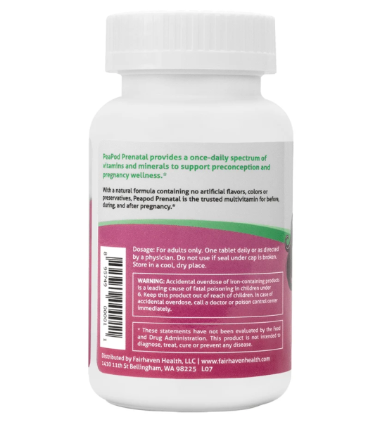 Fairhaven Health Peapod Prenatal Multivitamin Supplement 60 Tablets