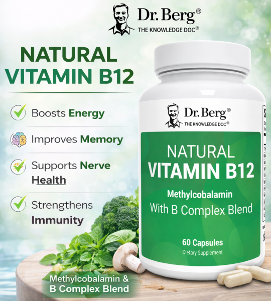 Dr Berg Natural Vitamin B12 – 1000 mcg of methylcobalamin – with B complex and magnesium – 60 capsules