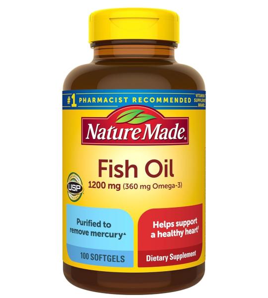 Nature Made Fish Oil 1200mg (360mg Omega-3) - Heart Health Support, 100 Softgels