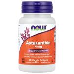 NOW Foods Astaxanthin 4 mg Potent Free Radical Scavenger 60 Veggie Softgels