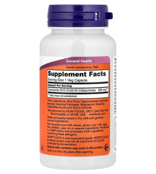 NOW Foods CoQ10 (Coenzyme Q10) 200 mg Cardiovascular Health 60 Veg Capsules