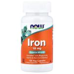 NOW Foods Iron 18 mg Essential Mineral Ferrochel Iron Bisglycinate 120 Veg Capsules