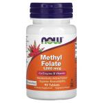 NOW Foods Methyl Folate 1000 mcg Co-Enzyme B Vitamin 90 Tablets