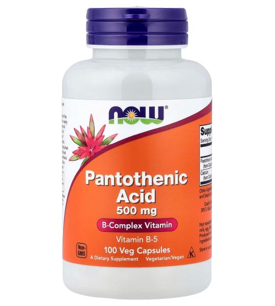 NOW Foods, Pantothenic Acid 500 mg B-Complex Vitamin Vitamin B-5 100 Veg Capsules