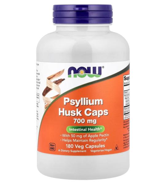 NOW Foods Psyllium Husk Caps Intestinal Health With 50 mg of Apple Pectin 180 Veg Capsules