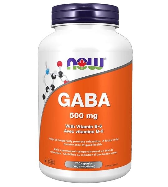 NOW GABA 500 Mg - Vitamin B-6 Avec Vitamine B-6