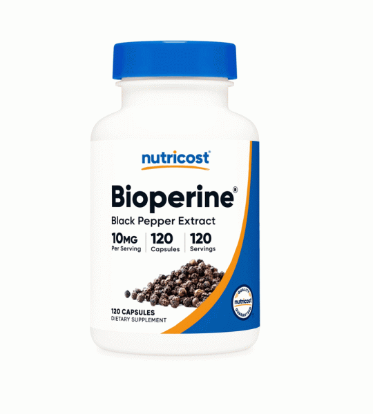 Nutricost Black Pepper Extract | 10mg Bio Perine Enhanced Nutrient Absorption | 120 Capsules