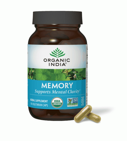 Organic India Memory | Mental Clarity & Cognitive Support | 90 Vegetarian Caps | Usda Organic